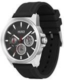 HUGO Men's #Twist Stainless Steel Quartz Watch with Silicone Strap, Black, 22 (Model: 1530129)