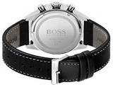 HUGO Men's Stainless Steel Quartz Watch with Leather Strap, Black, 22 (Model: 1513853)