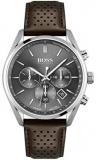 BOSS Men&#39;s Stainless Steel Quartz Watch with Leather Strap, Brown, 22 (Model: 1513815)