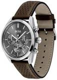 BOSS Men's Stainless Steel Quartz Watch with Leather Strap, Brown, 22 (Model: 1513815)