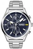 HUGO #CHASE Men&#39;s Multifunction Stainless Steel and Link Bracelet Casual Watch, Color: Silver (Model: 1530163)