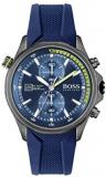 HUGO Men&#39;s Stainless Steel Quartz Watch with Silicone Strap, Blue, 24 (Model: 1513821)