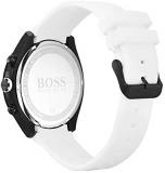 HUGO Men's Stainless Steel Quartz Watch with Silicone Strap, White, 22 (Model: 1513718)
