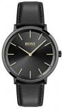 HUGO Men&#39;s Stainless Steel Quartz Watch with Leather Strap, Black, 20 (Model: 1513830)