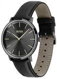 HUGO Men's Stainless Steel Quartz Watch with Leather Strap, Black, 20 (Model: 1513830)
