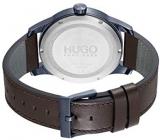HUGO Men's Ionic Plated Blue Steel Quartz Watch with Leather Strap, Brown, 22 (Model: 1530154)