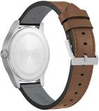 HUGO by HUGO BOSS # Dare Men's Quartz Stainless Steel and Leather Strap Casual Watch, Color: Brown (Model: 1530029)