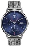 HUGO by Hugo Boss Men&#39;s #Exist Quartz Watch with Stainless Steel Strap, Silver, 21 (Model: 1530171)
