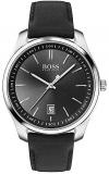 HUGO Men&#39;s Stainless Steel Quartz Watch with Leather Strap, Black, 20 (Model: 1513729)