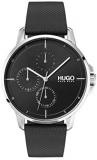 HUGO by Hugo Boss Men&#39;s Stainless Steel Quartz Watch with Leather Strap, Black, 20 (Model: 1530022)
