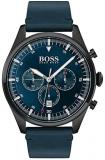 HUGO Men's Stainless Steel Quartz Watch with Leather Strap, Blue, 22 (Model:...