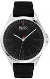 HUGO by Hugo Boss Men&#39;s #Smash Stainless Steel Quartz Watch with Leather Calfskin Strap, Black, 20 (Model: 1530133)