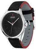 HUGO by Hugo Boss Men's #Smash Stainless Steel Quartz Watch with Leather Calfskin Strap, Black, 20 (Model: 1530133)