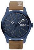 HUGO by HUGO BOSS Men&#39;s #Invent Stainless Steel Quartz Watch with Leather Calfskin Strap, Brown, 22 (Model: 1530145)