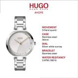 HUGO Women's #Hope Quartz Watch with Stainless Steel Strap, Silver, 8 (Model: 1540076)