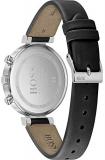 Hugo Boss Women's Stainless Steel Quartz Watch with Leather Strap, Black, 13.85 (Model: 1502528)