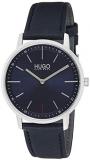 HUGO by Hugo Boss Men's Year-Round Stainless Steel Quartz Watch with Leather Strap, Blue, 20 (Model: 1520008)