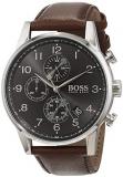 BOSS Navigator, Quartz Stainless Steel and Leather Strap Casual Watch, Brown, 1513494
