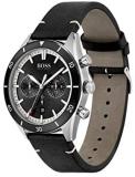 HUGO Men's Stainless Steel Quartz Watch with Leather Strap, Black, 22 (Model: 1513864)