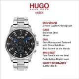 HUGO by Hugo Boss Men's #Seek Quartz Watch with Stainless Steel Strap, Silver, 22 (Model: 1530151)