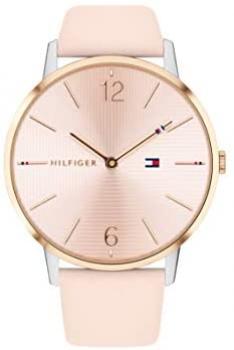 Tommy Hilfiger Women&#39;s Casual Stainless Steel Quartz Watch with Leather Strap, Pink, 20 (Model: 1781973)