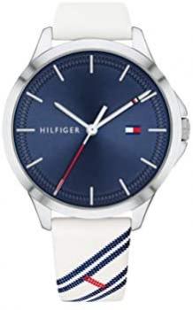 Tommy Hilfiger Women&#39;s Stainless Steel Quartz Watch with Leather Strap, White, 17 (Model: 1782089)