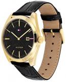 Tommy Hilfiger Men's Stainless Steel Quartz Watch with Leather Strap, Black, 21 (Model: 1710428)