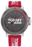 Tommy Hilfiger Tommy Jeans Men&#39;s Watch Quartz Brass and Silicone Strap, Color: Red ((Model: 1791826)