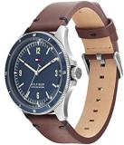 Tommy Hilfiger Men's Stainless Steel Quartz Watch with Leather Strap, Brown, 21 (Model: 1791905)