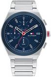 Tommy Hilfiger Men's Quartz Watch with Stainless Steel Strap, Silver, 17 (Mo...