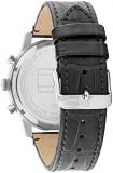 Tommy Hilfiger Men's Stainless Steel Quartz Watch with Leather Strap, Black, 22 (Model: 1791883)