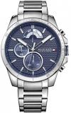 Tommy Hilfiger Men's Cool Sport Stainless Steel Quartz Watch with Stainless-Steel Strap, Silver, 21 (Model: 1791348)