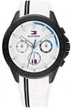 Tommy Hilfiger Men's Stainless Steel Quartz Watch with Silicone Strap, White, 21 (Model: 1791862)