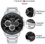Tommy Hilfiger Men's Quartz Watch with Stainless Steel Strap, Silver, 22 (Model: 1791890)