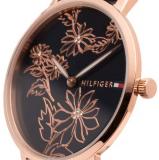 Tommy Hilfiger Women's Gold Quartz Watch with Leather Calfskin Strap, Blue, 16 (Model: 1781918)