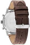Tommy Hilfiger Men's Stainless Steel Quartz Watch with Leather Strap, Brown, 22 (Model: 1791884)