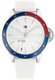 Tommy Hilfiger Women's Stainless Steel Quartz Watch with Silicone Strap, Whi...
