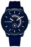 Tommy Hilfiger Men's Quartz Watch with Silicone Strap, Blue, 18.6 (Model: 1791482)