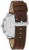 Tommy Hilfiger Men's Stainless Steel Quartz Watch with Leather Strap, Brown, 21 (Model: 1791855)