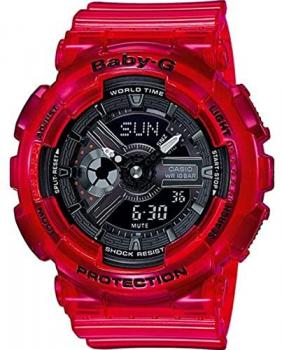 Casio Men&#39;s Year-Round Quartz Watch with Plastic Strap, Red, 19 (Model: BA-110CR-4AER)