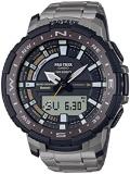 Casio Men's Quartz Sport Watch with Titanium Strap, Silver, 23 (Model: PRTB70T-7)