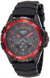 Casio Men's MTD1069B-1A2 Round Analog Black and Red Dial and Black Resin Strap Watch