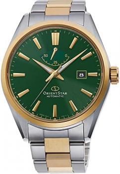 Orient Star Basic Power Reserve Two Tone Gold Green Dial Sapphire Glass Watch RE-AU0405E