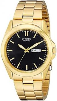 Citizen Quartz Black Dial Yellow Gold-Tone Men's Watch BF0582-51F