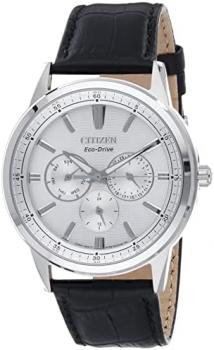 Citizen Chronograph Silver Dial Black Leather Men's Watch BU2071-01A