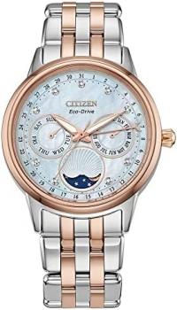 Citizen Womens Eco-Drive Calendrier Diamond Two-Tone Steel Bracelet Chronograph Mother-of-Pearl Dial Watch