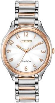 Citizen Eco-Drive Casual Quartz Womens Watch, Stainless Steel, Two-Tone (Model: EM0756-53A)