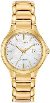Citizen Eco-Drive Chandler Quartz Womens Watch, Stainless Steel, Casual, Gold-Tone (Model: EW2522-51D)