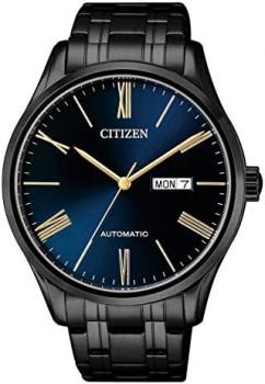 Citizen NH8365-86M Men's Black IP Stainless Steel Roman Blue Dial Day Date Automatic Watch