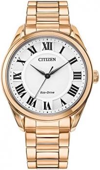 Citizen Eco-Drive Classic Arezzo Stainless Steel Watch with 3-Hand Date, Sapphire Crystal and Roman Numeral Markers